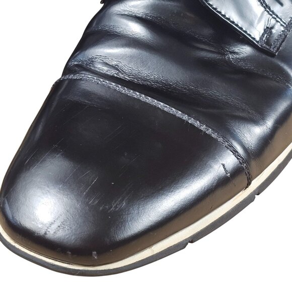 Prada Sport Black Leather Cap Toe Oxfords Shoes Size 10 US 11 Lace-Up Mens Dress - Picture 2 of 8